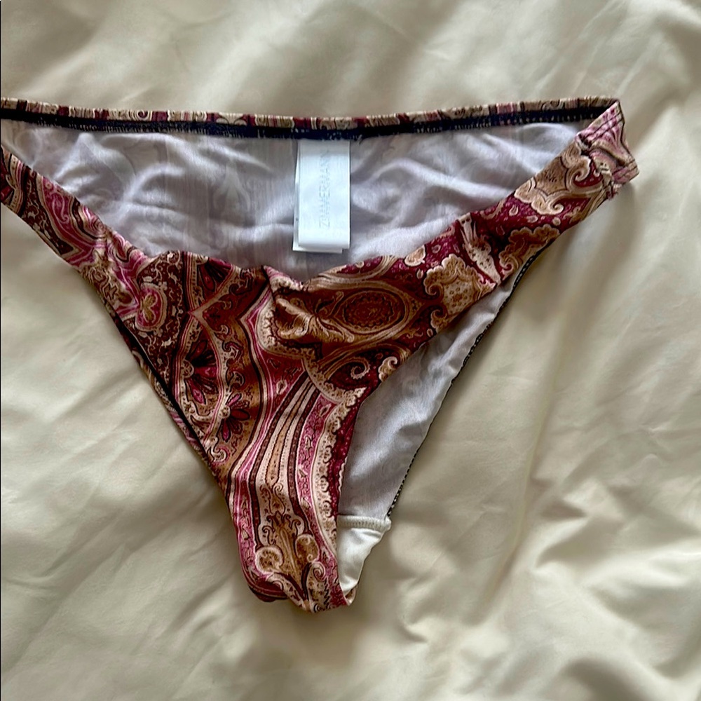 Zimmermann Red and Cream Bikini Bottom